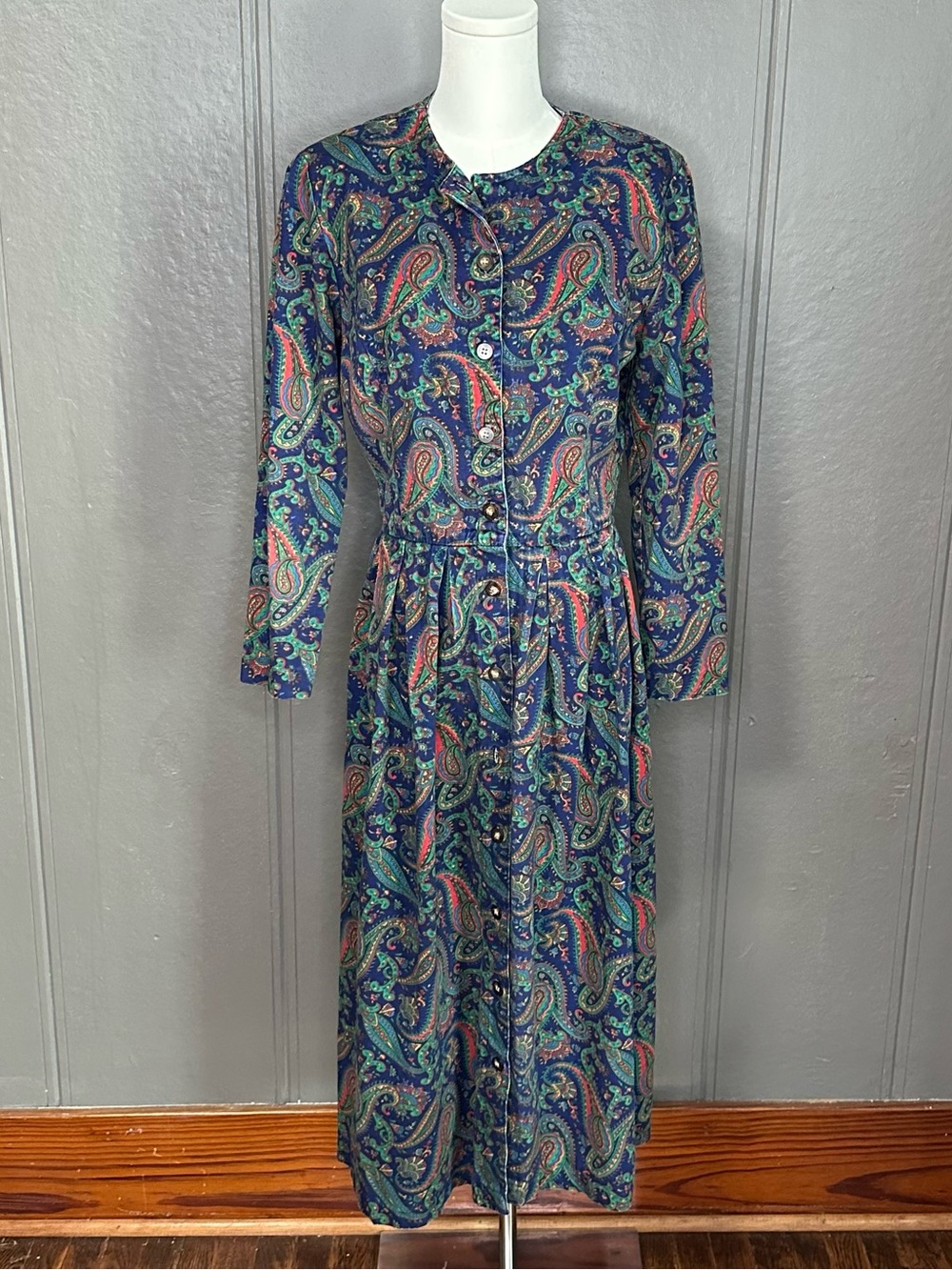Vintage Talbots Sara Campbell Long Sleeve Paisley Dress